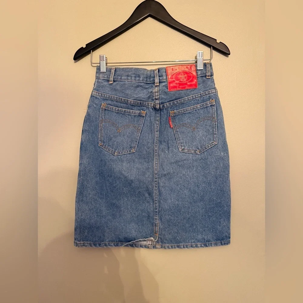 Authentic Y2K Red Square Wear Denim Skirt - Picture 2 of 14